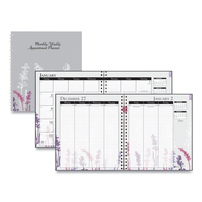 House of Doolittle Recycled Wild Flower Weekly/Monthly Planner, Wild Flowers Artwork, 9 x 7, Gray/White/Purple Cover, 12-Month (Jan-Dec): 2023