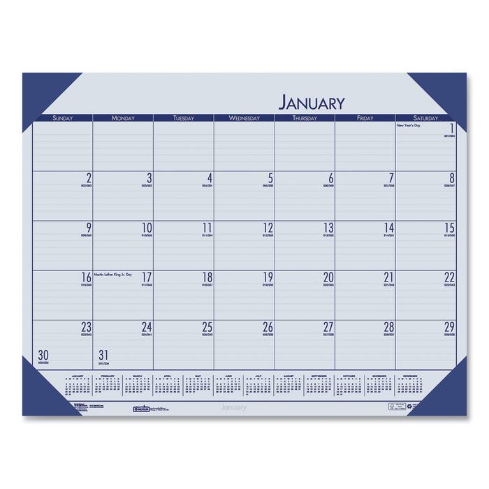 House of Doolittle EcoTones Recycled Monthly Desk Pad Calendar, 22 x 17, Ocean Blue Sheets/Corners, Black Binding, 12-Month (Jan-Dec): 2023