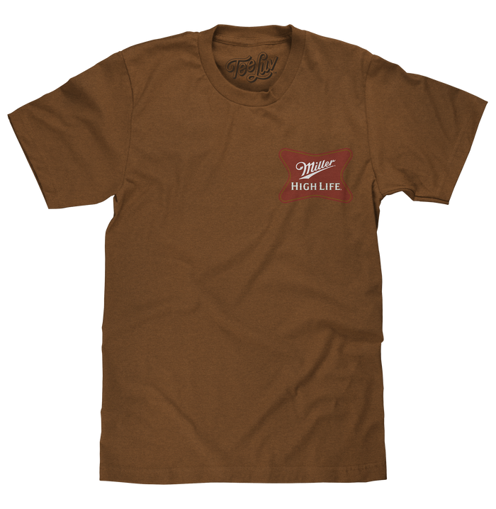 Miller High Life Front and Back Logo T-Shirt - Brown Sugar by Tee Luv