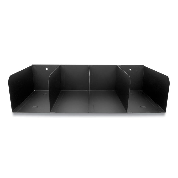 CONTROLTEK Trays, 4 Compartments, 16 x 8 x 4, Heavy Gauge Steel, Black