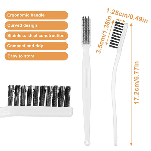 Yolev 5Pcs Stainless Steel Wire Brushes Heavy-Duty Curved Handle Cleaning by Deal US