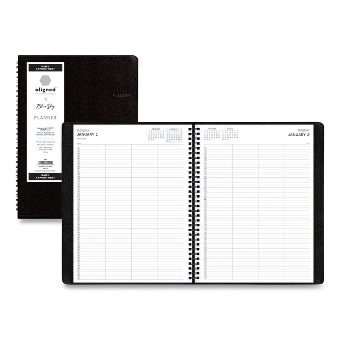 Blue Sky Aligned Daily Four-Person Appointment Planner, 11 x 8, Black Cover, 12-Month (Jan to Dec): 2023