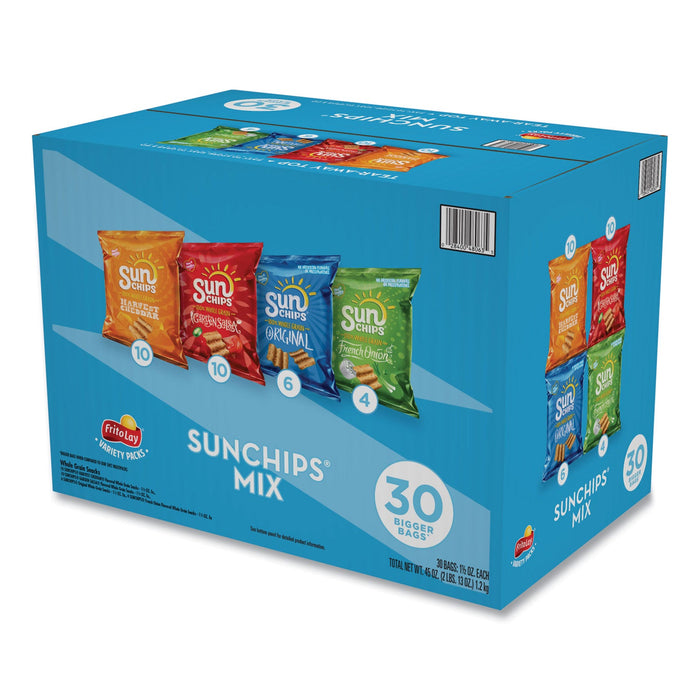 SunChips Variety Mix, Assorted Flavors, 1.5 oz Bags, 30 Bags/Box
