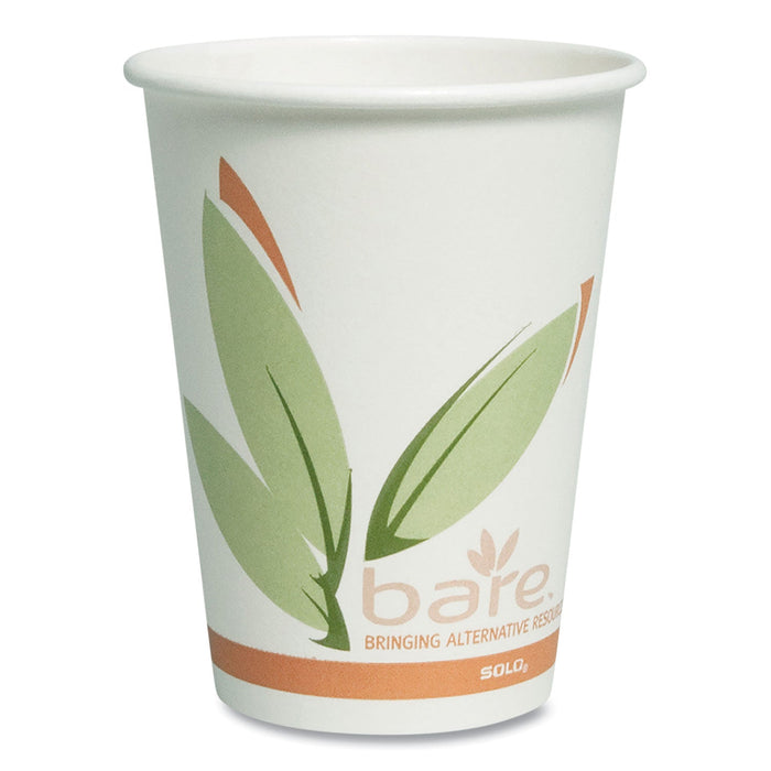 Dart Bare by Solo Eco-Forward Recycled Content PCF Paper Hot Cups, 12 oz, Green/White/Beige, 1,000/Carton