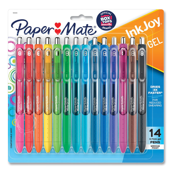 Paper Mate InkJoy Gel Pen, Retractable, Medium 0.7 mm, Assorted Ink and Barrel Colors, 14/Pack