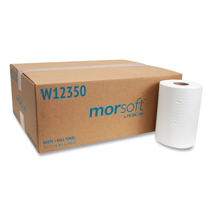 Morcon Tissue Morsoft Universal Roll Towels, 8" x 350 ft, White, 12 Rolls/Carton