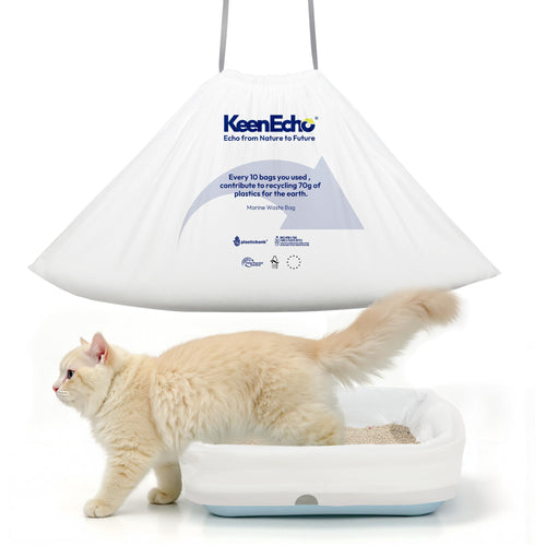 KeenEcho Cat Litter Box Liners Drawstring Large 20 Count Recycled Plastic by Deal US
