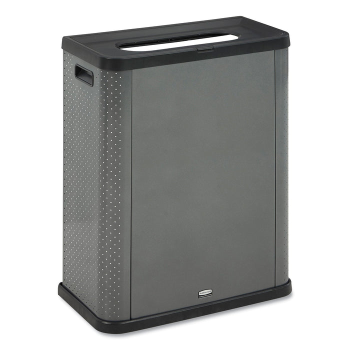 Rubbermaid Elevate Decorative Refuse Container, Landfill, 23 gal, 25.14 x 12.8 x 31.5, Pearl Dark Gray