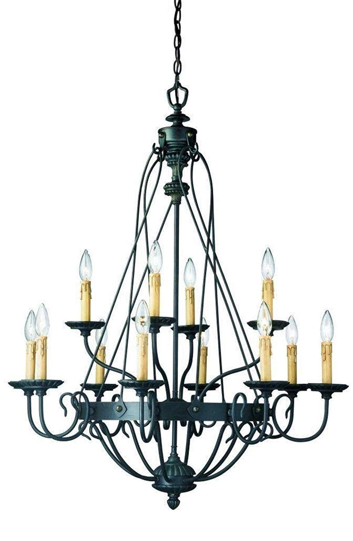 Hampton Bay Glasgow 12-Light Burnt Sienna Hanging Chandelier 12112–029 by Vanessa Jane