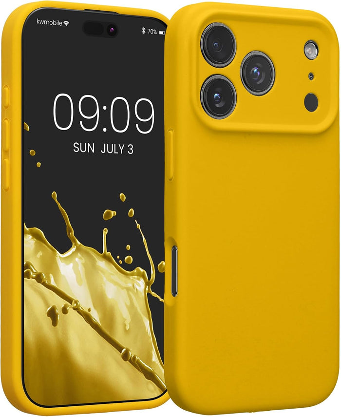 Slim TPU Silicone Case for iPhone 17 Pro Radiant Yellow Soft Touch Cover by Merch Section