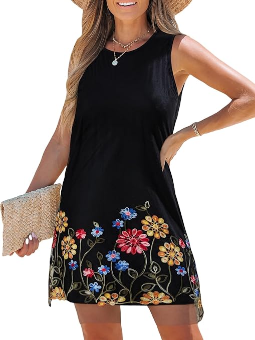 CUPSHE Women Floral Embroidered Summer Dress by Vanessa Jane