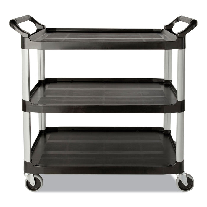 Rubbermaid Three-Shelf Service Cart, Plastic, 3 Shelves, 200 lb Capacity, 18.63" x 33.63" x 37.75", Black