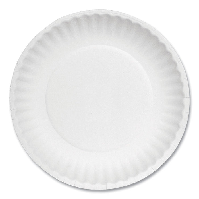 AJM Packaging Corporation White Paper Plates, 6" dia, 100/Pack, 10 Packs/Carton