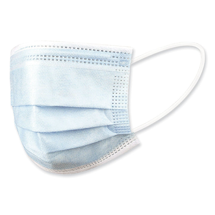 Boardwalk Three-Ply General Use Face Mask, Blue, 50/Box