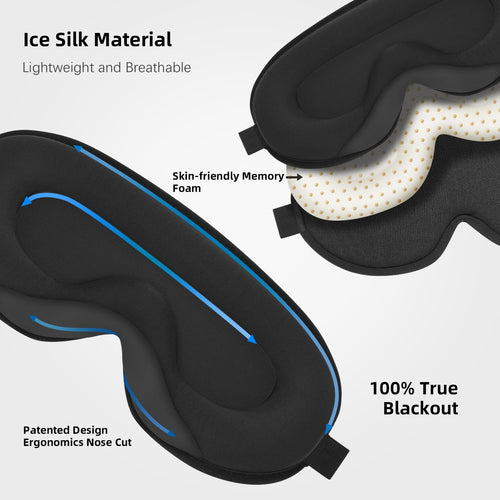 ANPKEC Sleep Mask,3D Contoured Sleeping Mask,99% Light Blocking Eye Mask, Zero Eye Pressure Cup Blindfold for Men Women, with Adjustable Strap for Sleeping, Yoga,Traveling(Black)