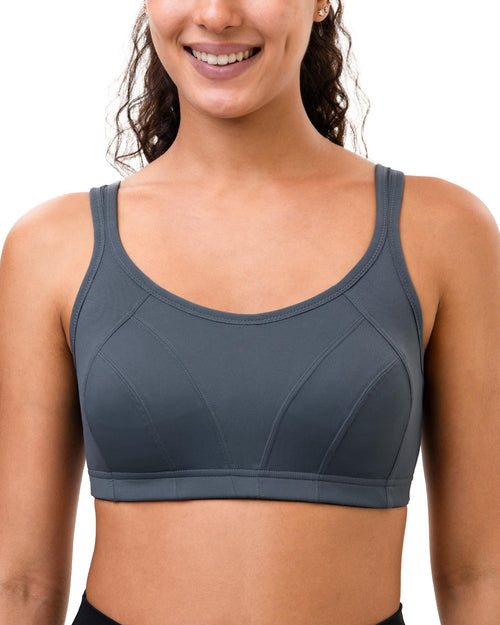 Luvrobes Women's Sports Bra Racerback Adjustable Straps Grey Size M by Deal US