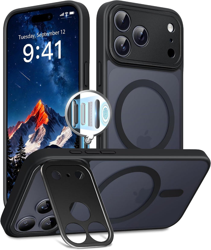 Invisible Stand Case for iPhone 17 Pro Black Clear by Merch Section