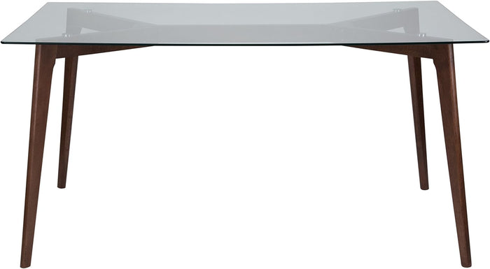 Delacora Parkside 59in Wide Dining Table with Clear Glass Top by Vanessa Jane