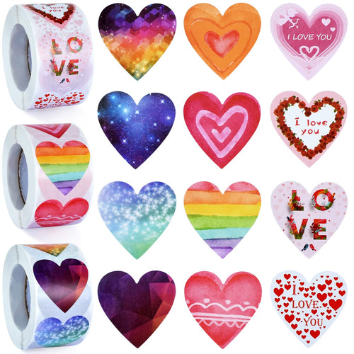 CTOHN 1500 PCS 1.5in Red Heart Stickers Self Adhesive Love Roll by Deal US