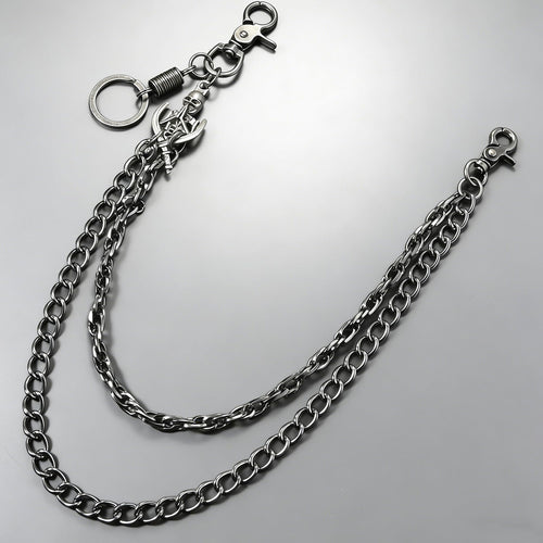 SISICHIC Pants Jean Chain Belt: Heavy Wallet Pocket Chain, Cool Streetwear Goth Punk Grunge Skeleton emo Rockstar Pirate Accessories - Black Skull Anchor