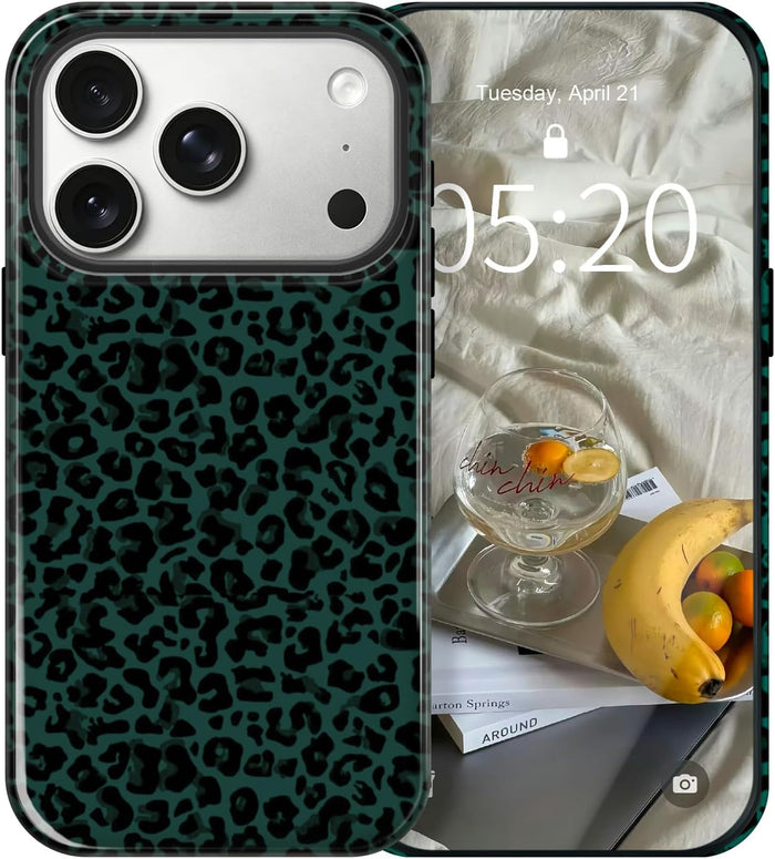 Cute Vintage Leopard Print Soft TPU Silicone Case for iPhone 17 Pro Black by Merch Section
