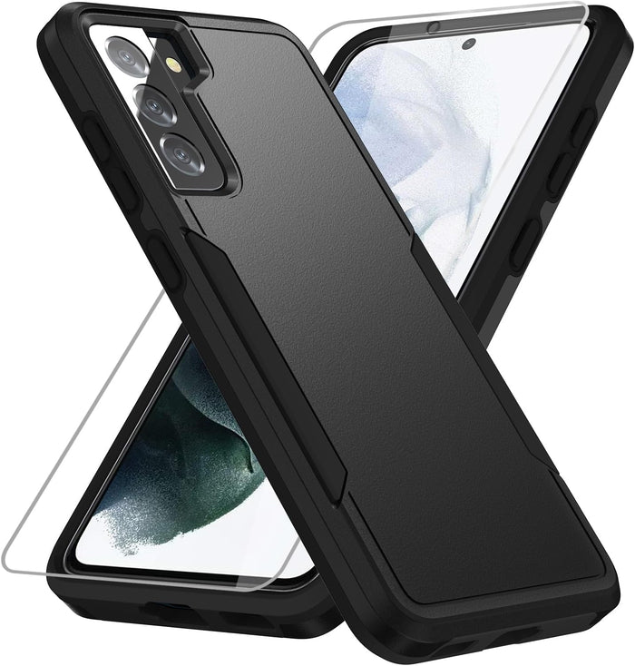 Military-Grade Shockproof Case for Samsung Galaxy S21 FE 5G with Screen Protector Black by Merch Section