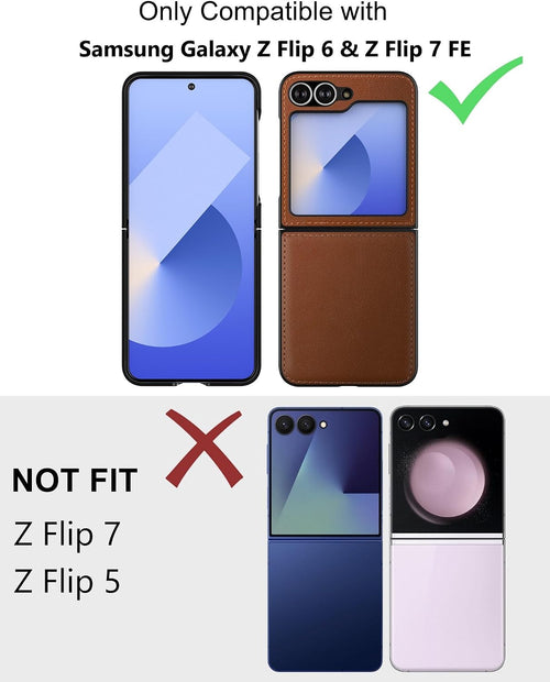 PU Leather Flip Case for Samsung Galaxy Z Flip 6 & Z Flip 7 FE Brown by Merch Section