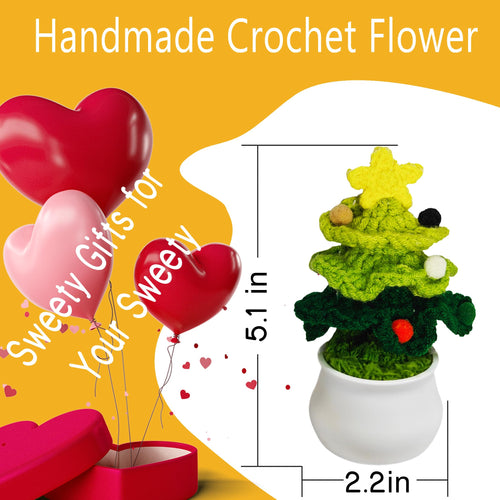 GOMICRAFT Handmade Crochet Santa Claus Christmas Decor Red Potted Plant by Deal US
