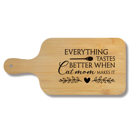 FONDCANYON Cat Mom 15x7 Cutting Board with Handle Kitchen Gift by Deal US