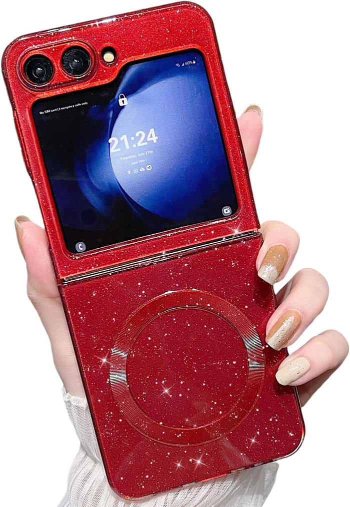 Magnetic Neon Phone Case for Samsung Galaxy Z Flip 5 with MagSafe Compatibility Wine Red by Merch Section