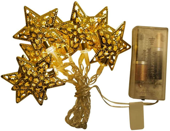 Signature Battery Operated Star Metal Cap LED Light String, Gold by Vanessa Jane