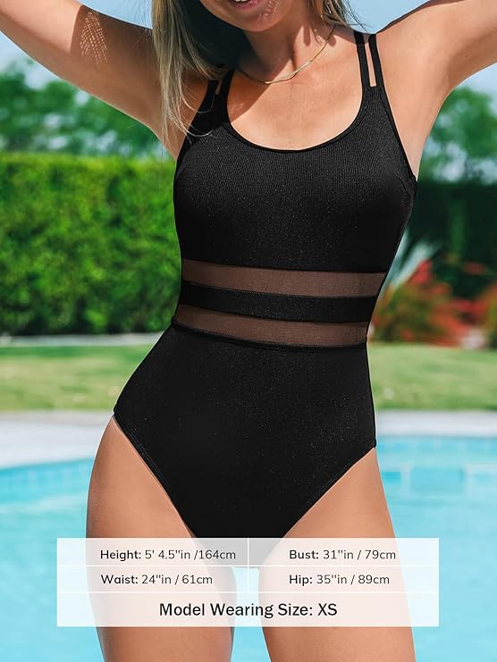 CUPSHE Womens One Piece Swimsuit Scoop Neck Bathing Suit Double Straps , Medium by Vanessa Jane