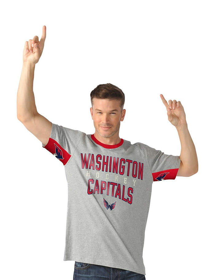 Washington Capitals Mens Cut Back Short Sleeve Fashion Top, Heather Grey, XL by Vanessa Jane