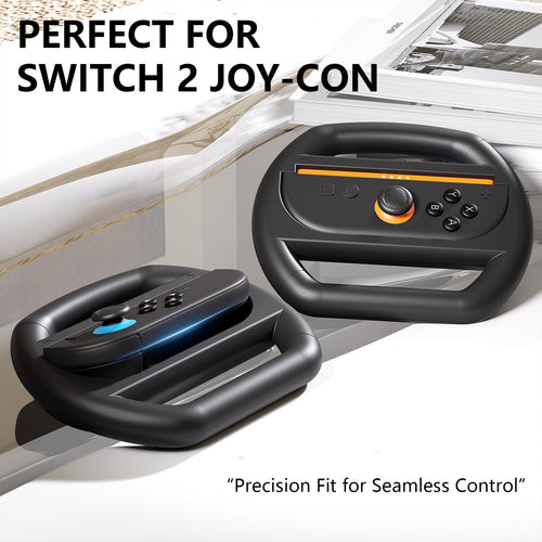KUNSLUCK 2 Pack Steering Wheels for Nintendo Switch 2 Joy-Con Black by Deal US