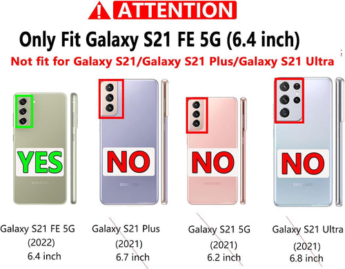 Military-Grade Shockproof Case for Samsung Galaxy S21 FE 5G with Screen Protector Black by Merch Section