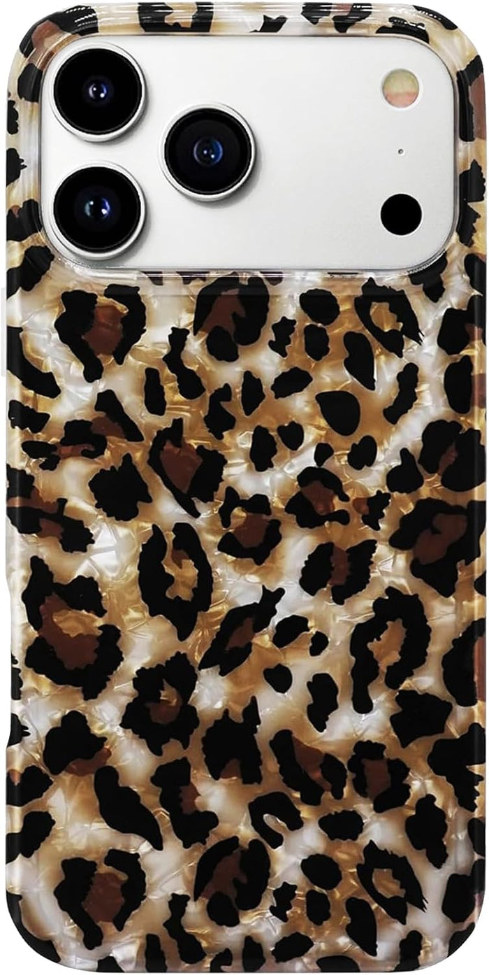 Sparkle Translucent Leopard Print Case for iPhone 17 Pro 6.3" Cheetah Silicone Protective Cover by Merch Section