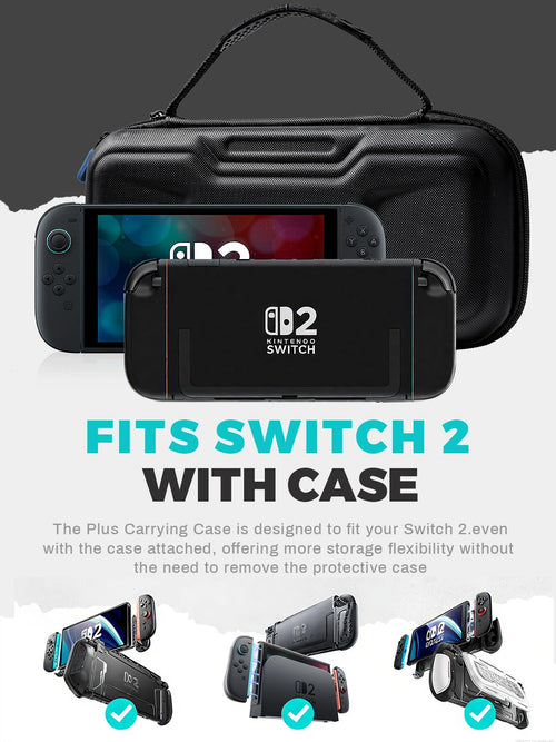 Generic Nintendo Switch 2 Carrying Case 2025 Hard Shell Black Nylon by Deal US