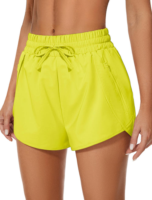 addigi Women's Running Shorts High Waisted Quick Dry Pockets Yellow Size L by Deal US