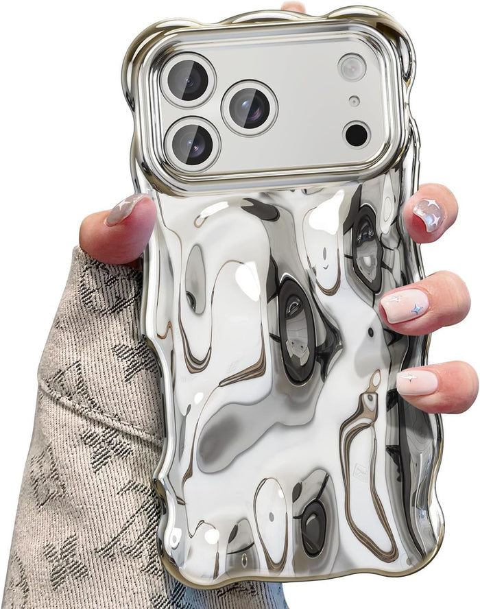 Ripple Wave 3D Chrome Case for iPhone 17 Pro Max Silver by Merch Section