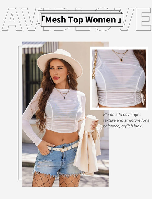 Avidlove Sheer See Through Black Top for Women Classic Style Size L by Deal US