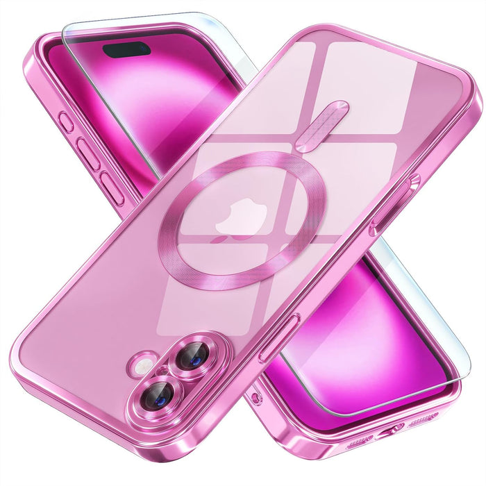 Magnetic Case for iPhone 16 6.1" Hot Pink Clear Soft Cover by Merch Section