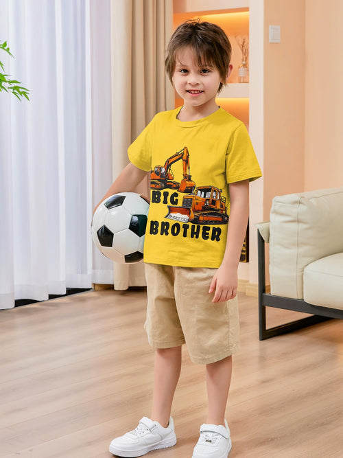 Funnycokid Big Brother Bulldozers Excavator Toddler Shirt Yellow Size 2-3T by Deal US