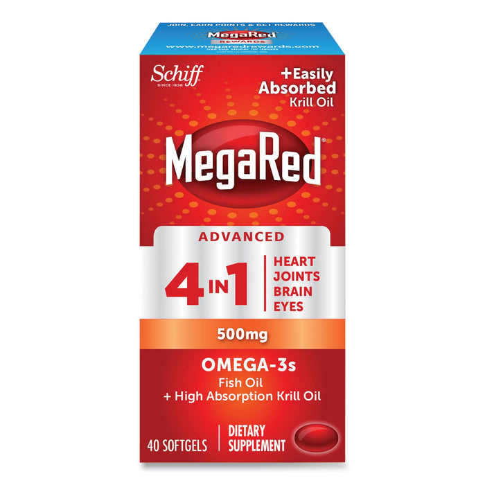 MegaRed Advanced 4-in-1 Omega-3 Softgel, 500 mg, 40 Count