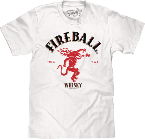 Fireball Whisky Dragon Logo T-Shirt - White by Tee Luv