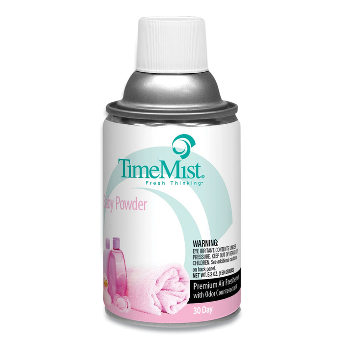 TimeMist Premium Metered Air Freshener Refill, Baby Powder, 5.3 oz Aerosol Spray, 12/Carton