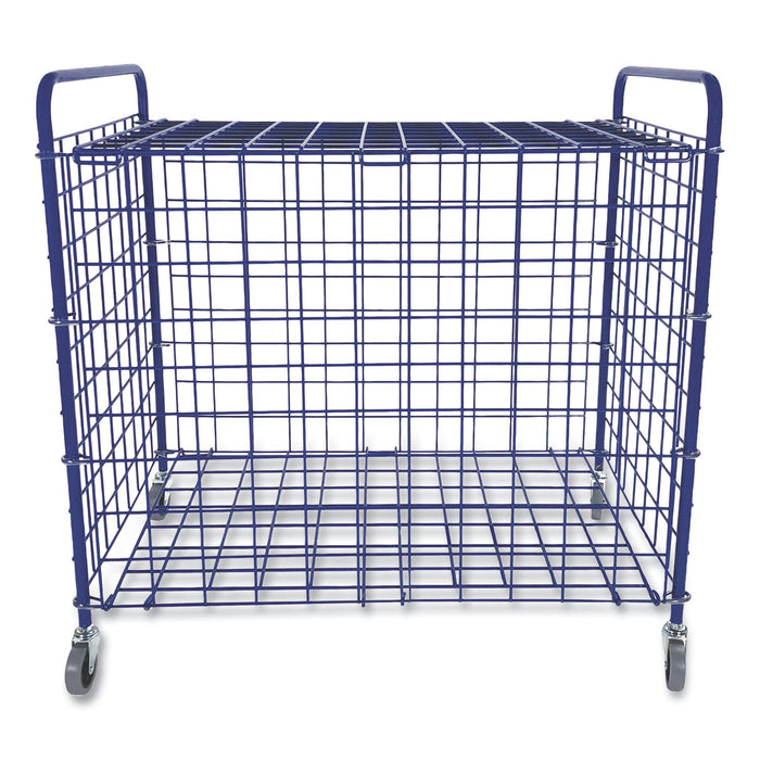 Champion Sports Lockable Ball Storage Cart, Fits Approximately 24 Balls, Metal, 37" x 22" x 20", Blue