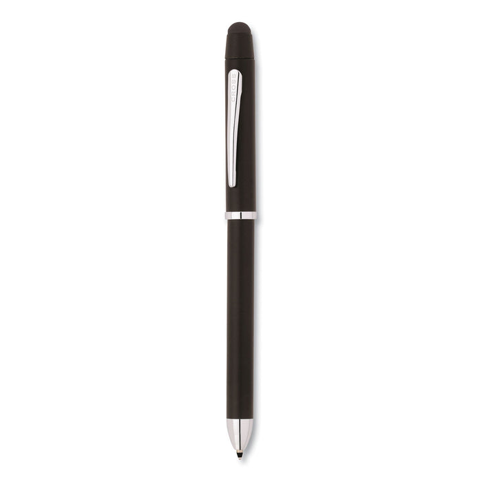 Cross Tech3+ Multi-Color Ballpoint Pen/Stylus, Retractable, Medium 1 mm, Black/Red Ink, Satin Black/Chrome-Plated Accents Barrel