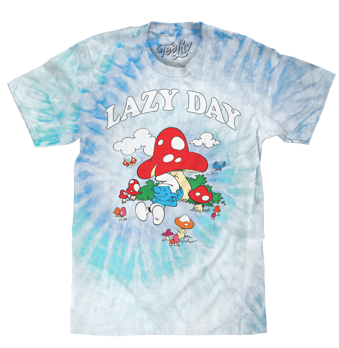 Smurfs Lazy Day Tie Dye T-Shirt - Lagoon Tie Dye by Tee Luv