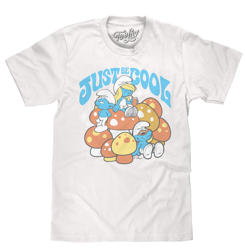 Smurfs Just Be Cool T-Shirt - White by Tee Luv