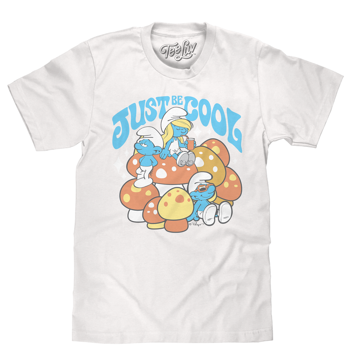 Smurfs Just Be Cool T-Shirt - White by Tee Luv